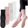 Yoga Pilates Non Slip Socks with Grips for Women (4 Pairs) Non Skid Gripper Crew Socks for Yoga Hospital Pilates