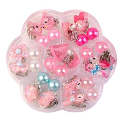 Набор из 7 клипс для ушей желеобразного цвета для непроколотых ушей, милые серьги с жемчугом и кисточками для девочек и детей, студенческая бижутерия в длинном стиле