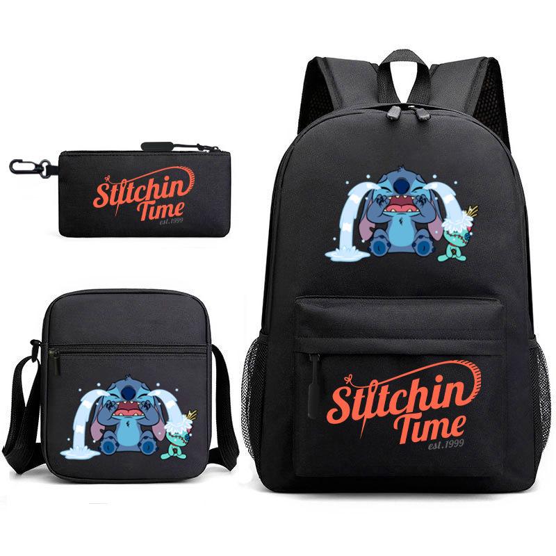 Stitch Backpack Set, Printed Backpack Crossbody Bag Pencil Case, Back to School Hot Selling Student Bookbag