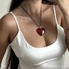 Красное Стеклянное Сердце Ожерелье Романтичный Чокер с Сердцем Красное Полупрозрачное Сердце Ожерелье Подарок для Женщин