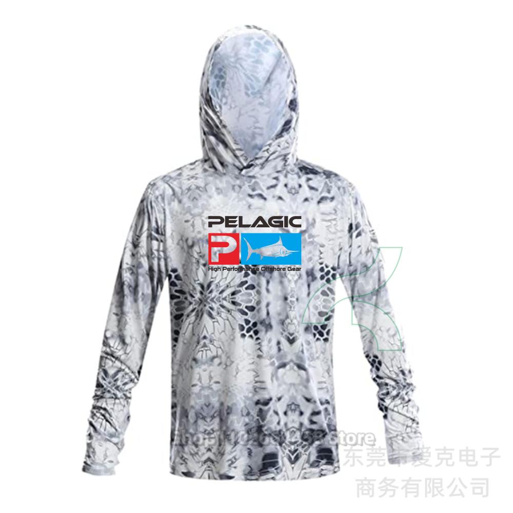 Pelagic fishing clothing summer camouflage sunscreen clothing breathable hooded fishing sportswear quick-drying T-shirt available