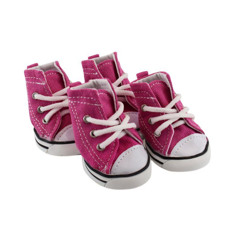 4 шт. Весенне-осенние теплые уличные джинсовые туфли для домашних животных, парусиновые туфли для щенков, спортивные повседневные нескользящие ботинки для маленьких собак