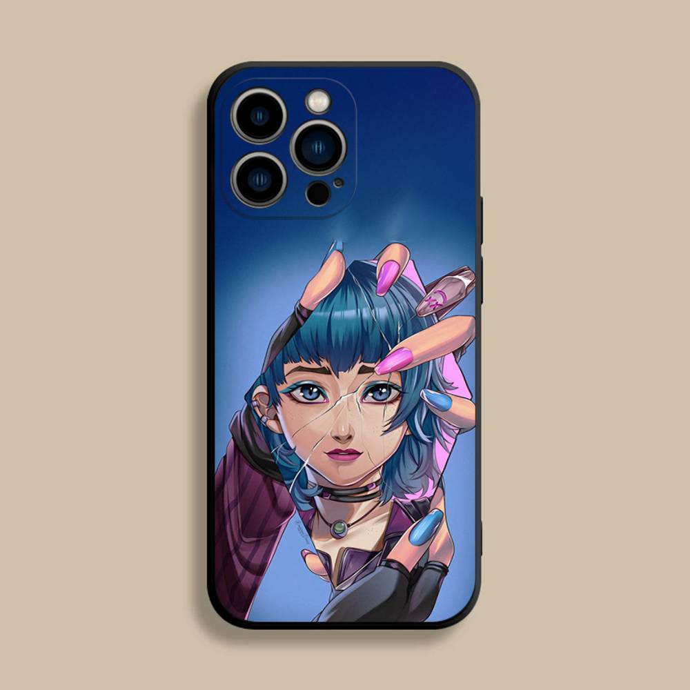 Чехол для телефона Arcane Jinx Vi для iPhone 17,16,15,14,13,12,Pro,Max,Plus,E,SE4,Air,Mini Черный Мягкий Чехол