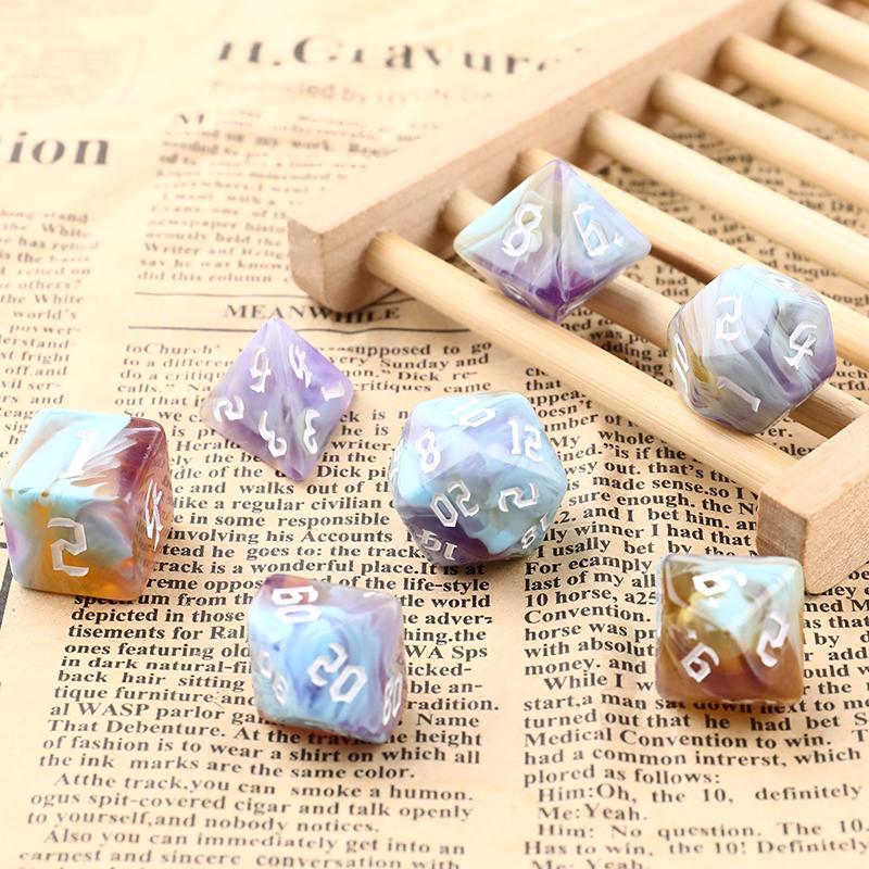 7Pcs/Set Four-Color Multi-Sided Digital Dice Set Running Group Game Dice