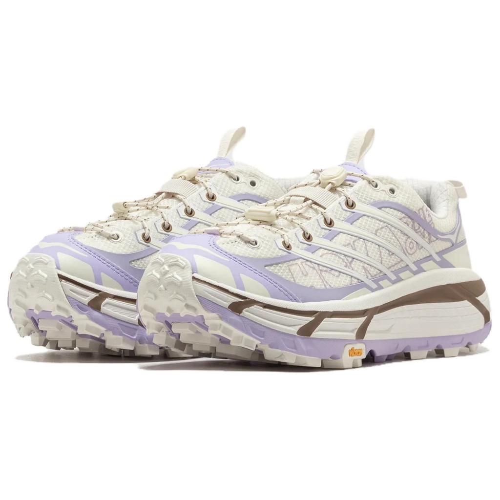 HOKA One One Mafate Three 2 Wordmark Vibram Versatile Comfortable Low-Top Running Shoes Unisex Running Shoes White Purple 1175490-ASF