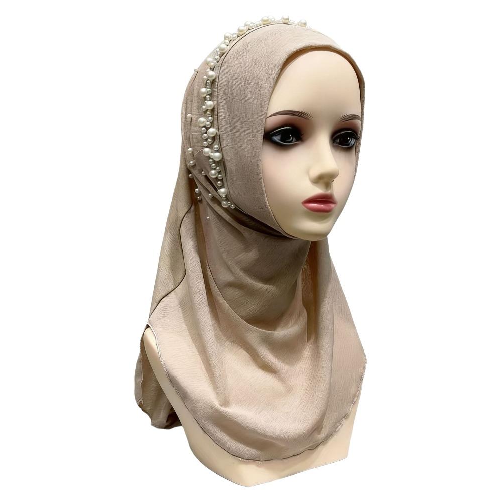 Elastic Fit Women Turban Cap Pull On Pull On Head Wrap Gift Idea Beaded Hijab Scarf Muslim Women