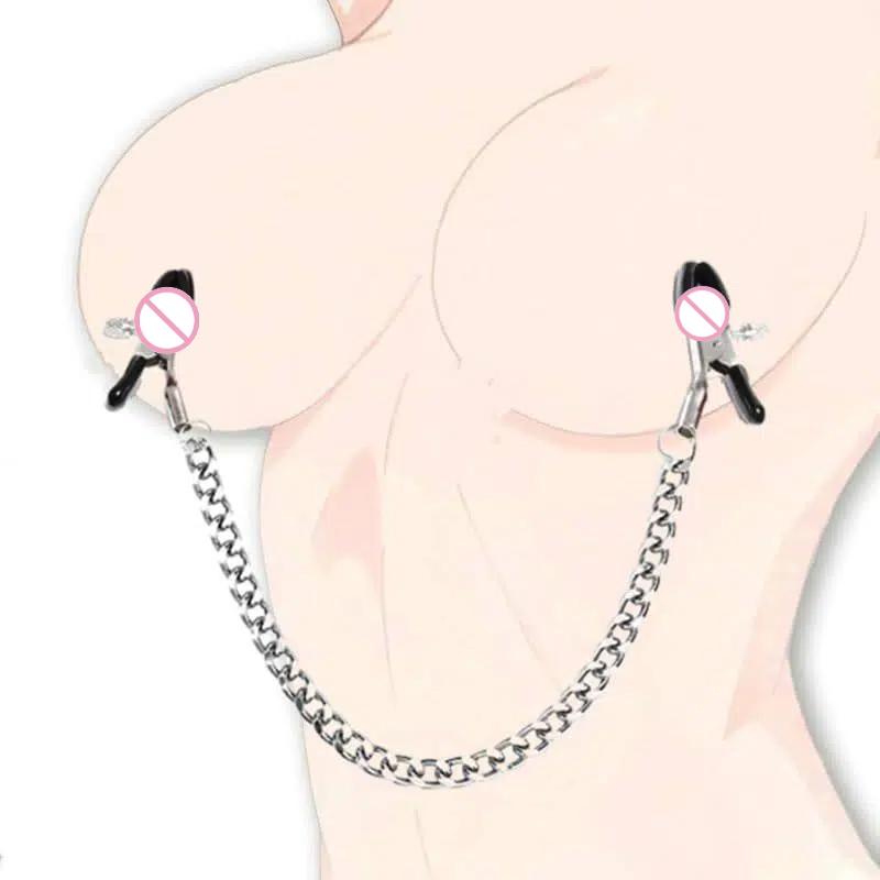 Nipple Clips Adjustable Screw Tension Metal Curb Link Chain Breast Stimulator BDSM Bondage Sexual Pleasure Tool Couples