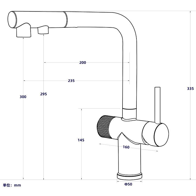 Выдвижной фильтр из нержавеющей стали 304 Кухонный смеситель для питьевой воды Двухрычажный смеситель горячей и холодной воды Смеситель для раковины