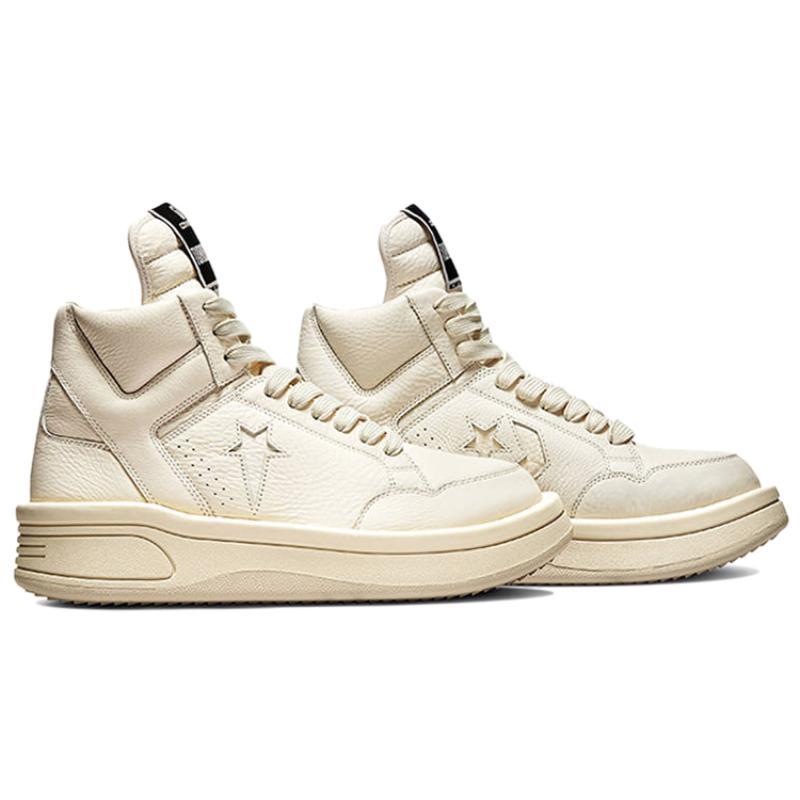Кроссовки Rick Owens DRKSHDW x Converse Weapon Series Turbowpn Leather Collaborative Mid-Top Retro Basketball Shoes Unisex Ivory White
