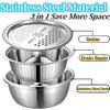 Германия Многофункциональная миска из нержавеющей стали, Миска из нержавеющей стали с крышкой-теркой, Овощерезка 5 в 1 с корзиной для слива, Терка и
