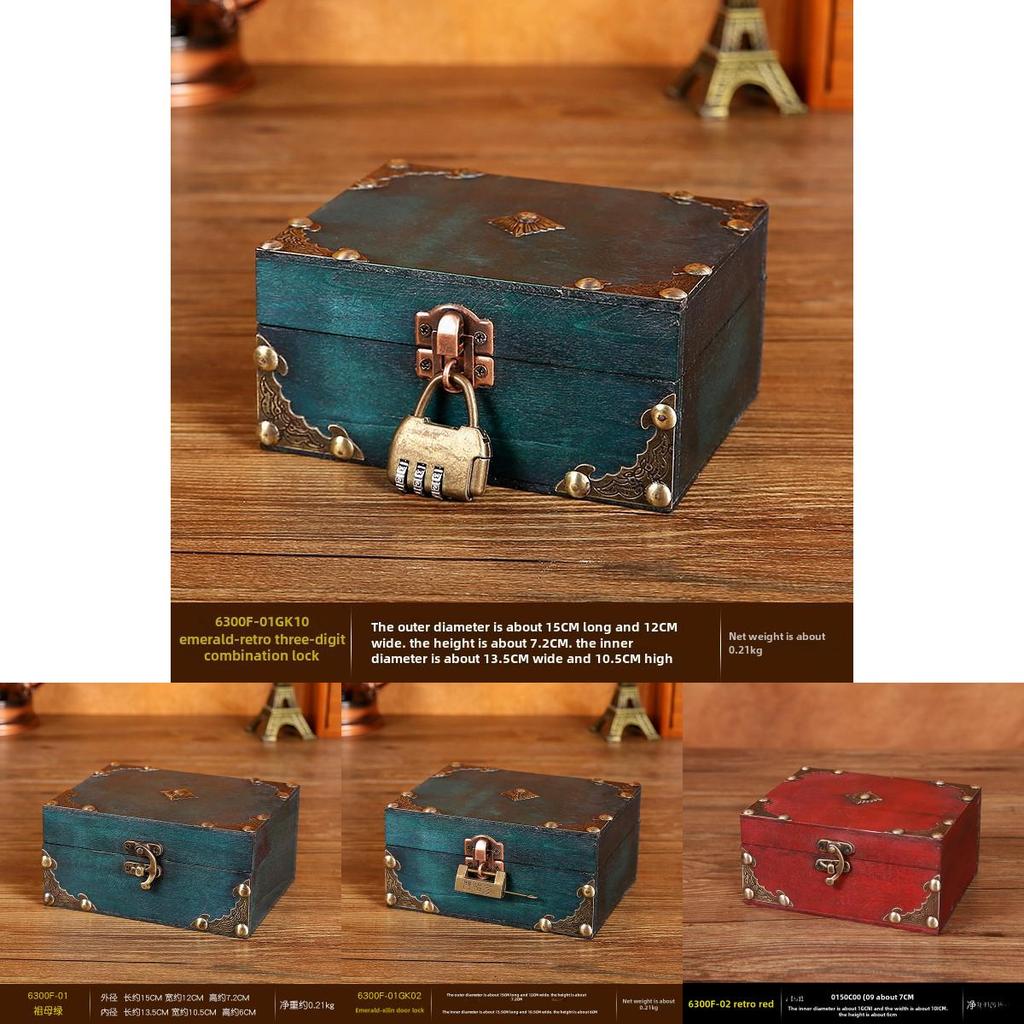 New Chinese Style Wooden Desktop Organizer Box With Lock For Jewelry Storage