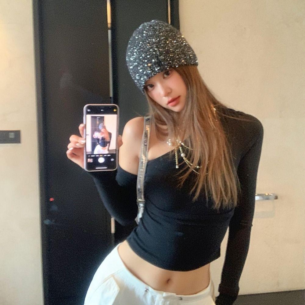 Warm Cap Sequin Knitted Hat Bow Knit Cap Casual Bowknot Beanies Hat  Autumn