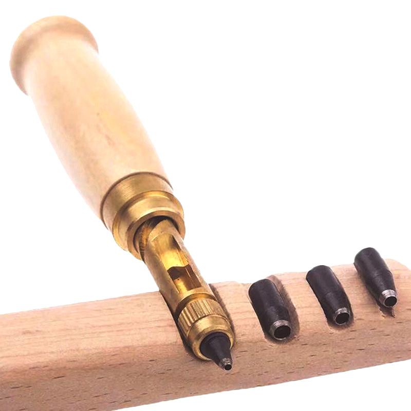 Дырокол с винтовым съемным дыроколом, автоматическая дрель с 6-ю насадками 1,5-4 мм, автоматический дырокол для ремней, инструмент для кожи