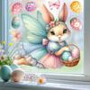 1 Sheet Cute Rabbit Egg Decals Easter Stickers Angel Rabbit Showcase Entrance Glass Electrostatic Patch Easter Party Decoration