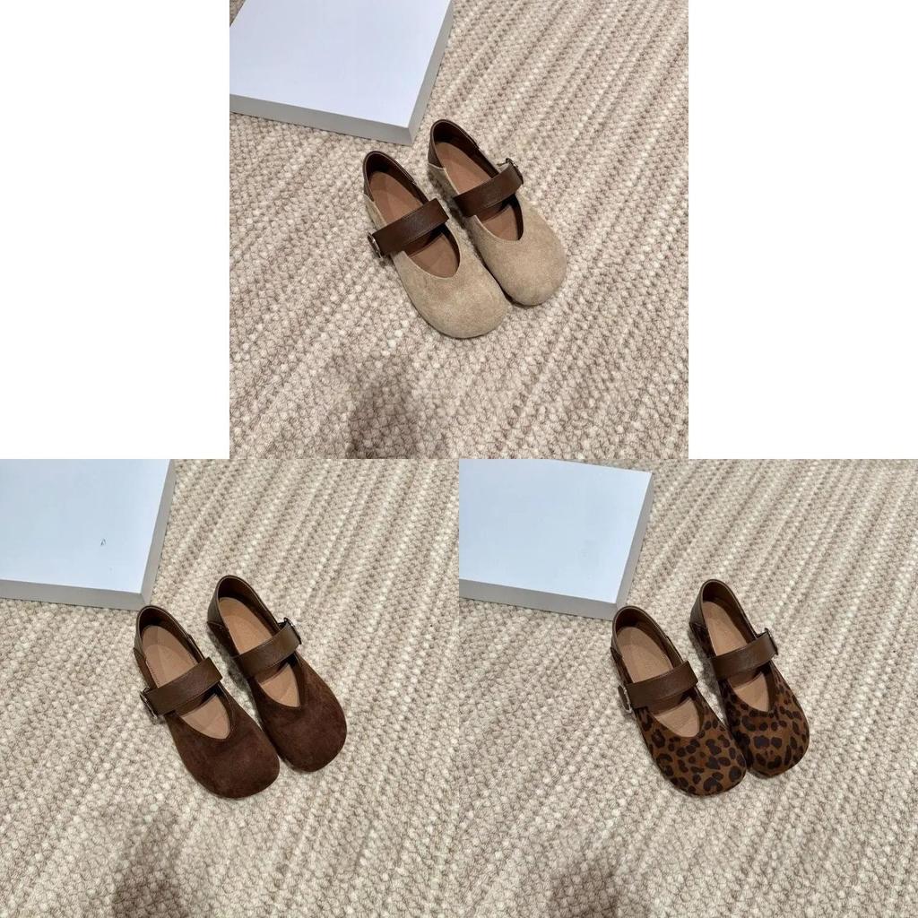 Vintage Leopard Print Mary Jane Shoes With Buckle For Autumn Casual Wear