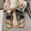 Flat Bottom Black Niche Sandals Fairy Shoes Summer Low Heel One Word Roman Shoes Woman