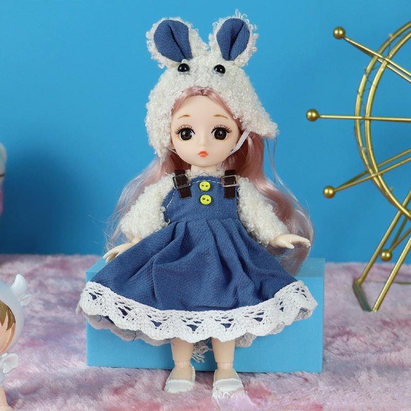 Мини-подвижная 13-шарнирная кукла 17 см, игрушка для девочек, 3D большие глаза, BJD принцесса, полная одежда, коллекция платьев, детская кукла в подарок