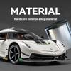 1/24 Koenigsegg Jesko Крутая Спортивная Машина, Модель из Сплава, Дверь-Гильотина, Имитация Звука и Света, Воссозданные Детали, Изысканные Настольные Украшения