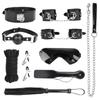 Комплект из 9 предметов для секс-бондажа с колье, наручниками, кнутом и повязкой на глаза, набор кожаных ограничителей для БДСМ для женщин и