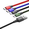 4-in-1 USB Cable Iphone Lightning 2 x USBC microUSB Nylon Braided 35A 12m Black