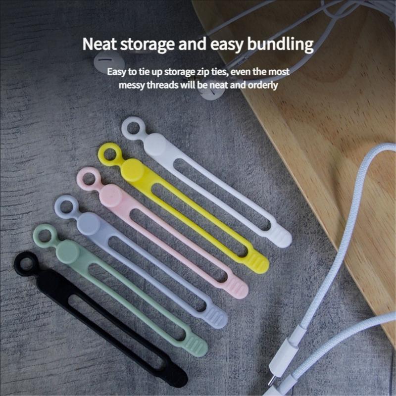 Flexible Silicone Cable Ties Reusable Cord Organizers For Electronics Accessories TangleFree Management