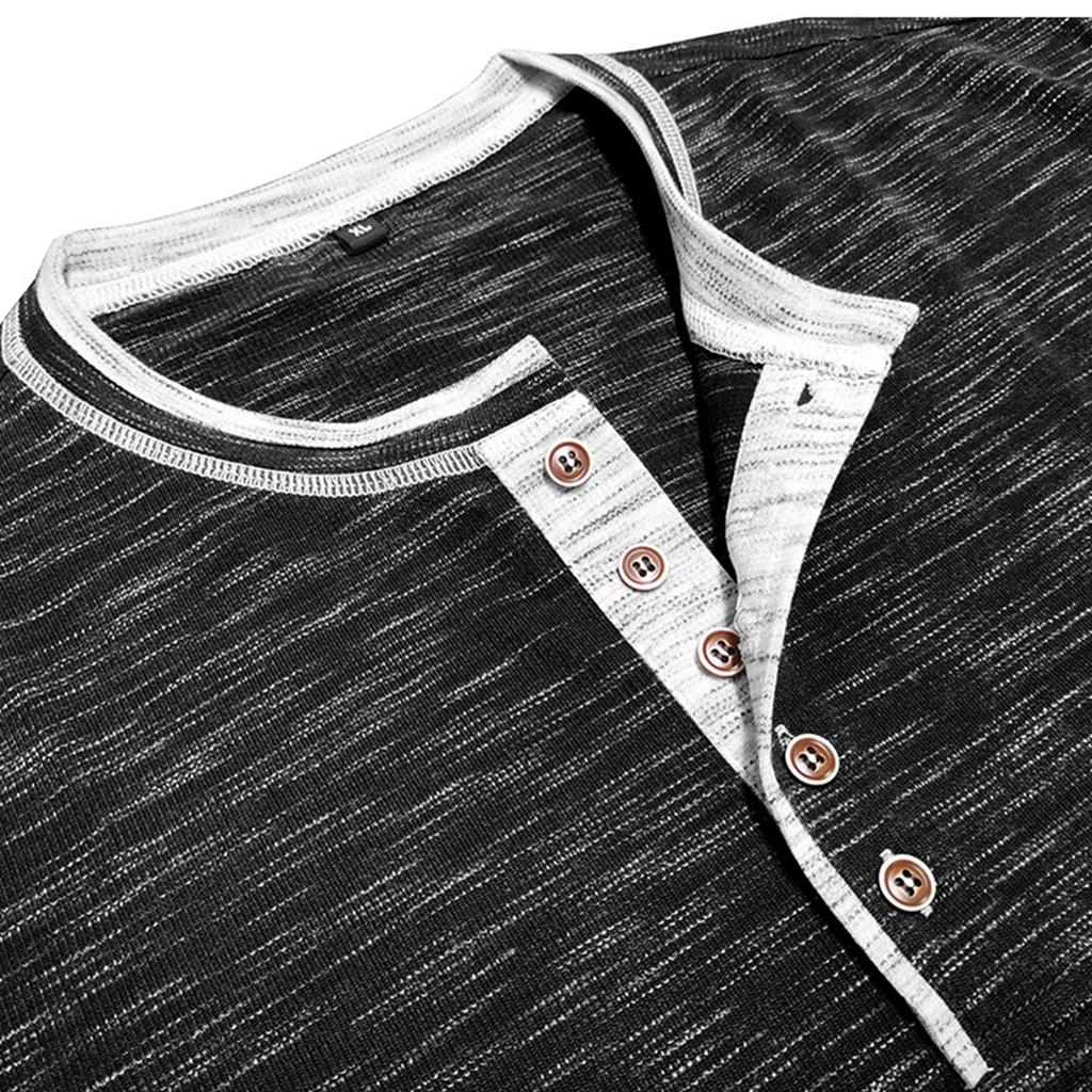 Men's Short Sleeved Lapel Collar T-shirt Casual Round Neck Top