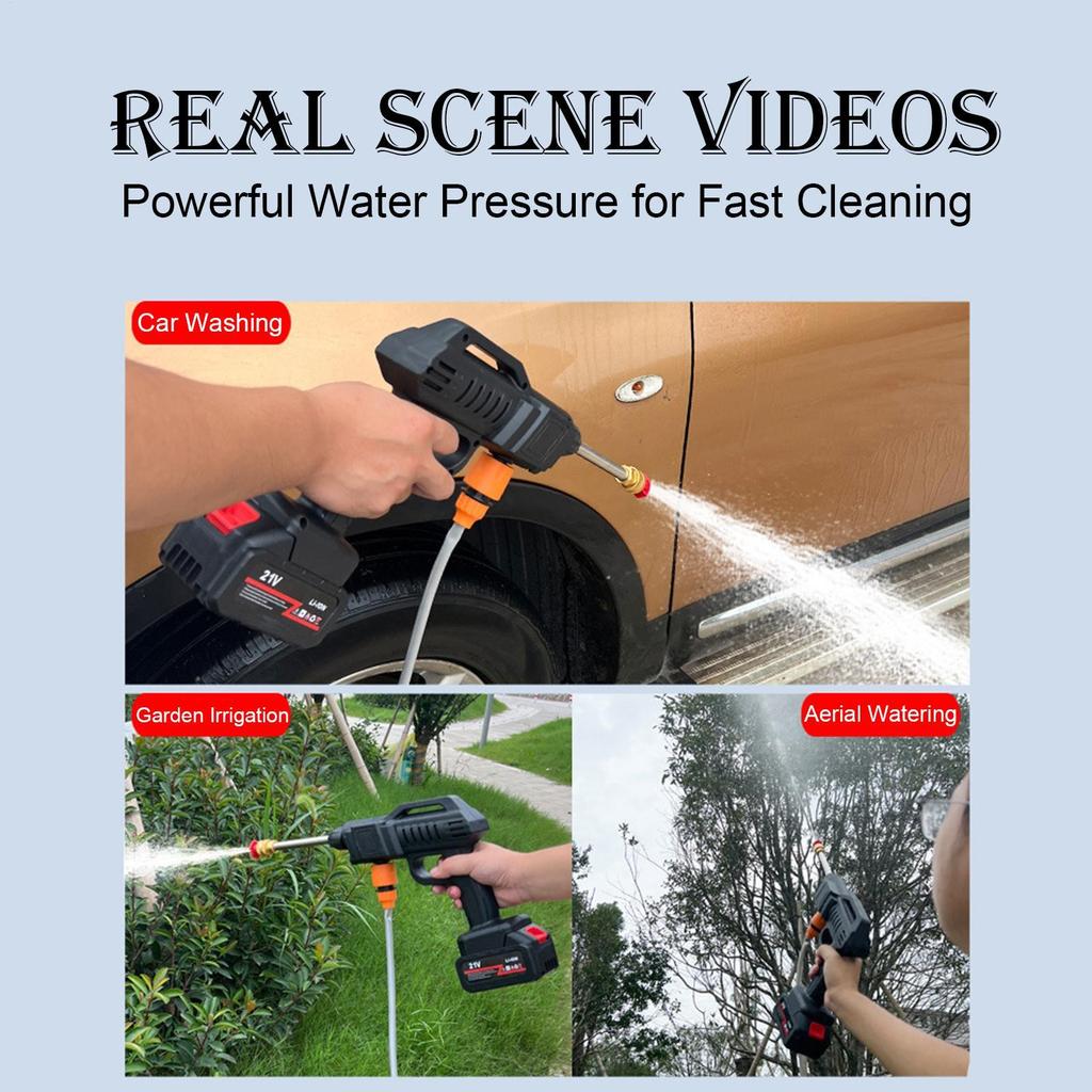 Портативная мойка высокого давления Наружный мощный очиститель Перезаряжаемая автомобильная мойка высокого давления с шлангом 16,4 фута для автомобиля, дома, сада, улицы