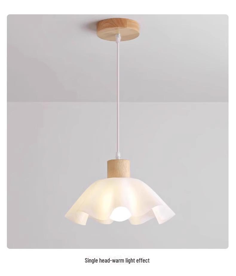 Люстра из дерева в стиле скандинавского японского ваби-саби, прикроватная и обеденная, кремовый цветочный дизайн