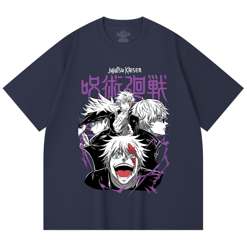 230 г/м² 100% хлопок Jujutsu Kaisen V3 Принт Годжо Унисекс Футболка из плотного хлопка
