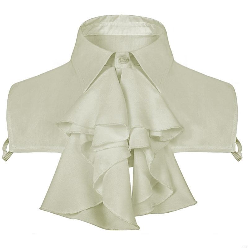 Women Faux Collar Blouse Ruffle Front Jabot Half Shirt Detachable Layering Top Y166