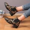 Женская обувь 2024 Высококачественные женские сапоги без застежек Модные принтованные современные сапоги Женские сексуальные ботильоны с острым носком Zapatos