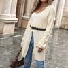 Повседневный тренд, универсальный осенний модный свитер с длинными рукавами, однотонный длинный кардиган, куртка для женщин