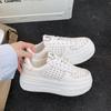 Little White Shoes Women's Platform Summer Versatile Board Shoes Mesh Yarn Sports and Leisure Heightening Breathable Lightweight Board Shoes Muffin