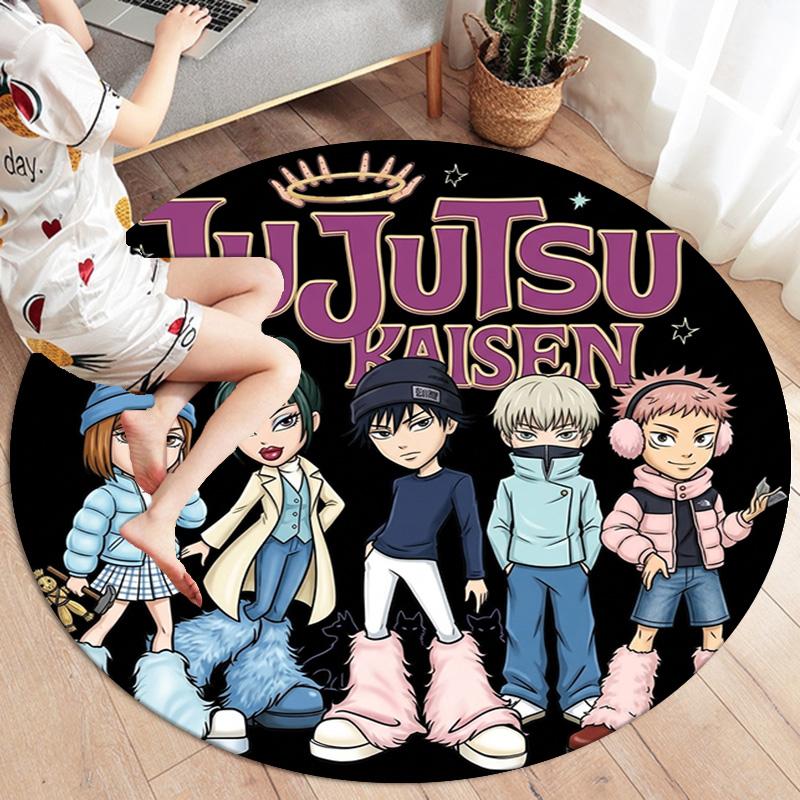 Ковер с круглым ворсом Jujutsu Kaisen Ковер для гостиной, спальни, дивана, игровой комнаты Декор Нескользящий коврик для пола