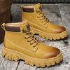 Retro Tooling Rhubarb Boots Trendy 2024 New Mid-top Boots British Style Thick-soled Martin Boots Men's