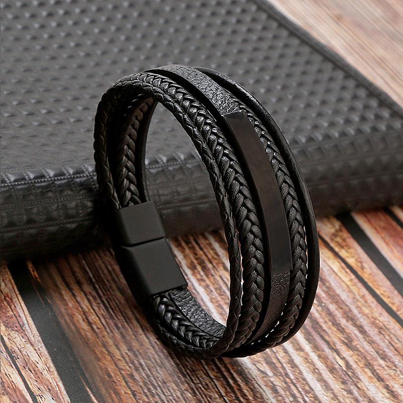 Hand-Woven Leather Bracelet Men Fashion Multi-layer Design Bracelet For Men Jewelry Gift