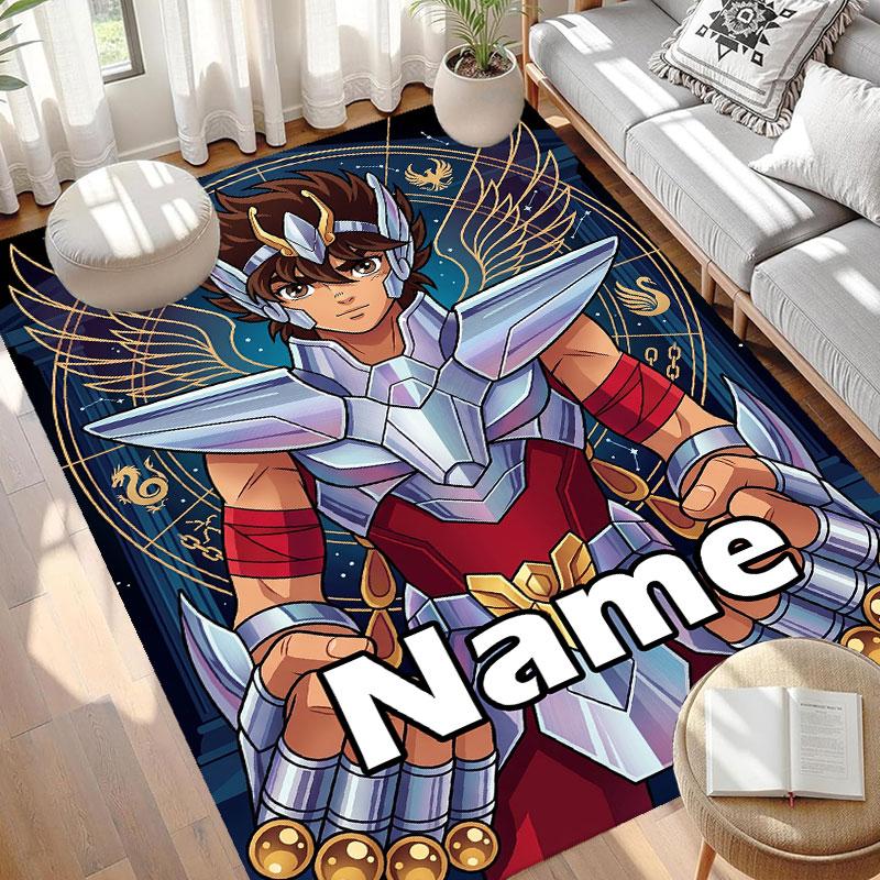 Custom Name Personalized Saint Seiya Print Carpet, Versatile Home Decor Rug, for Playroom, Apartment, Balcony, Entryway, Hallway Gift