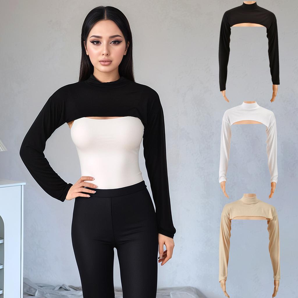 3 шт. Эластичный Хлопковый Модал Полный Воротник-стойка Рукав Женский Мусульманский Длинный Рукав Накидка На Плечи Нарукавник Защита от Солнца Носимые Рукава