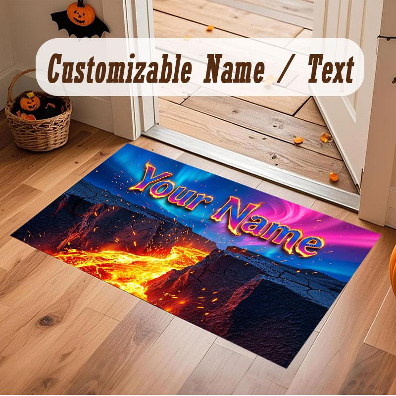 Abstract Personalized Theme Crystal Velvet Floor Rug Personalized Custom Name Text Warm Carpet Home Decoration