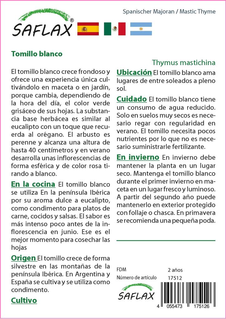 SAFLAX Подарочный набор - Тимьян мастиковый - 250 семян - С подарочной коробкой, карточкой, этикеткой и субстратом для горшков - Тимьян мастихина