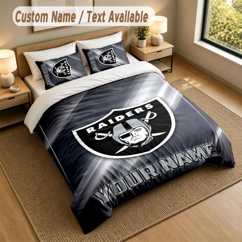 Bedding Set 1 Duvet Cover 2 Pillowcases Las Vegas Raiders Print Soft Bed Linen Bedroom Decor