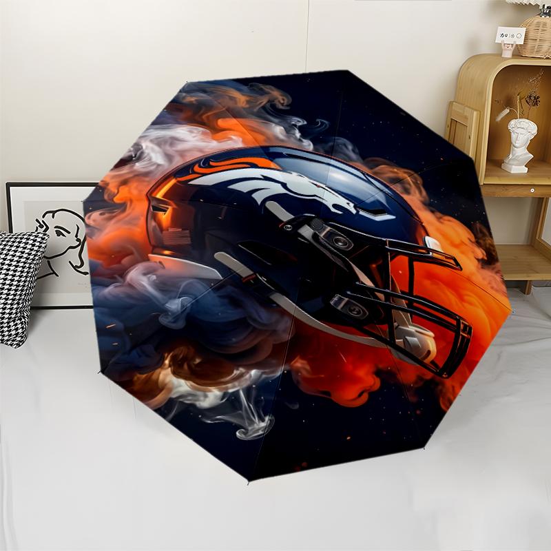 Автоматический зонт с принтом LOGO D-Denver Broncos, 8 спиц, железный каркас, пластиковая ручка, подходит для путешествий на открытом воздухе и на каждый день, идеальный подарок