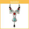 Retro Geometric Alloy Necklace With Turquoise Pendant And Multi Layer Design For Gift