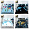 3D Map Pattern Print Bed Cover Bedclothes Three Piece Warm Comfortable Polyester Pillowcase Bedding Cover King Size