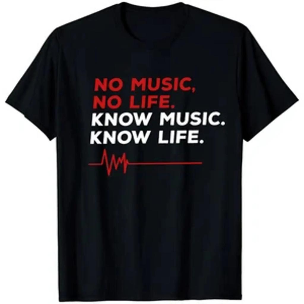 No Music Life Know Classic T Shirt Vintage Versatile Slightly Stylish Top For Everyday Wear Fashion Homme Soft