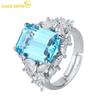 Классический Ретро-Стиль Медного Сплава 10*14 мм Синий Циркон Кольцо Женские Ювелирные Изделия Свадьба Обещание Партии Подарок
