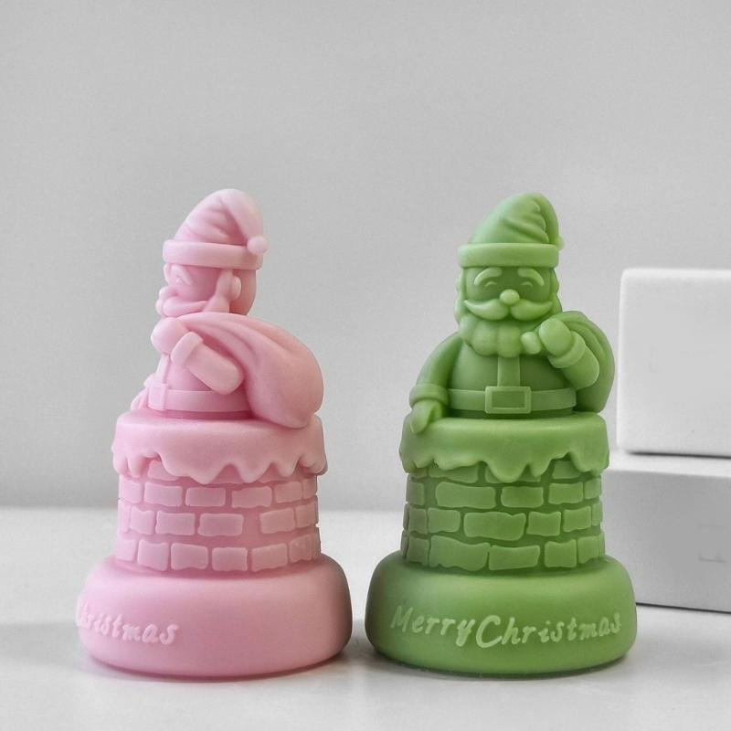 Festive Santa Claus Scented Candle Mould Festival Santa Claus Scented Candle Silicone Mold for DIY Crafts Workshops