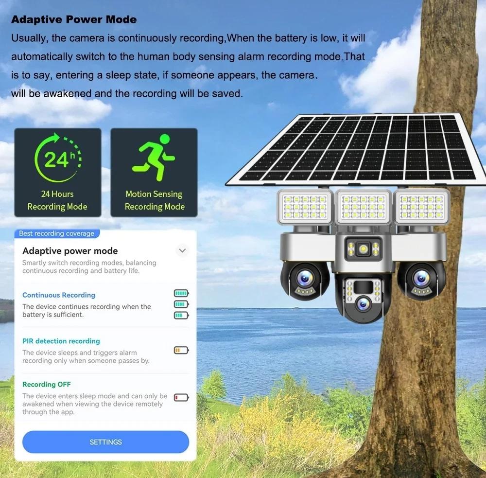 LS VISION V380 pro 15MP 8K Three Lens WIFI Solar Camera Outdoor Waterproof PIR Humanoid Detection Security Video Monitor Night Vision