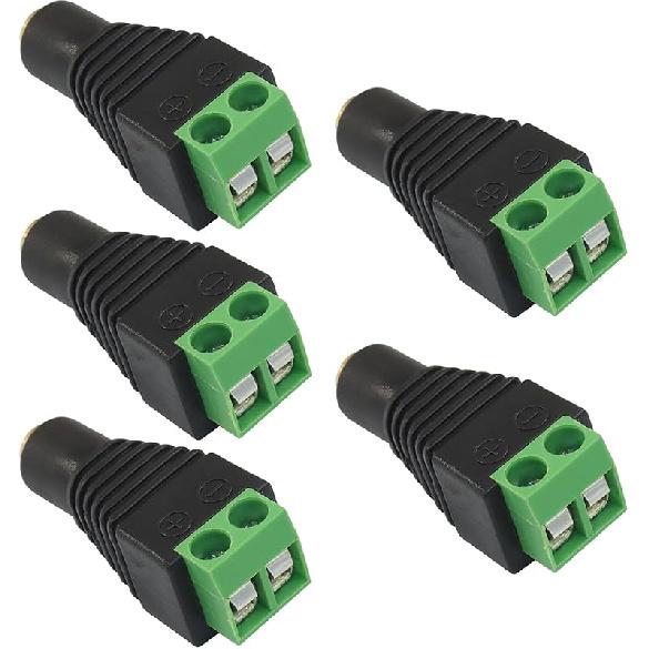 5 Pack TS Mono Male to 3 Pin Screw Terminal AUX Headphone Balun Connector, 3.5mm Audio Connector Solder Free Plug for Microphone