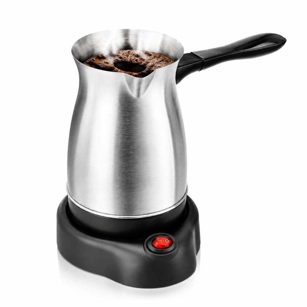 Silver Coffee Maker Machine Pot Stainless Steel Milk Pot Heating Coffee Pot For Home